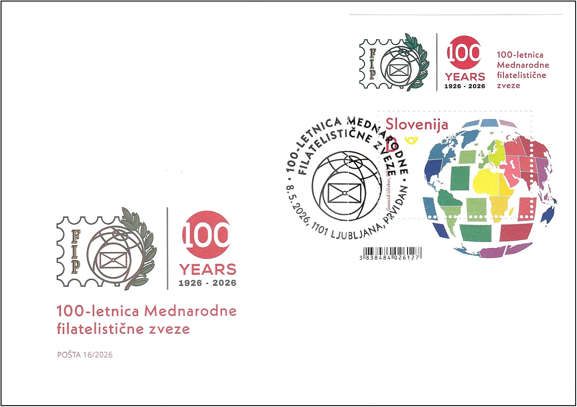 100 - LETNICA MEDNARODNE FILATELISTIČNE ZVEZE - FIP
